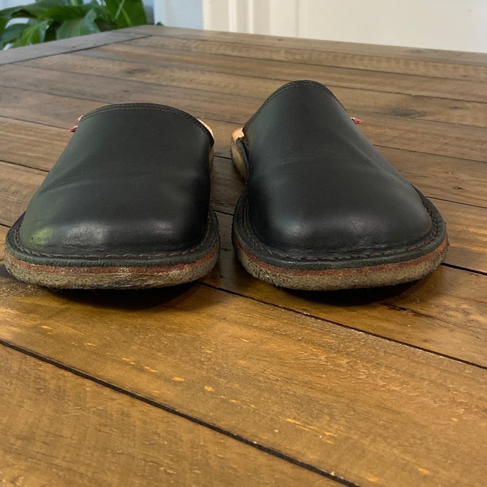 Duckfeet Blavand Black Leather Slip On Clogs Mules Crepe Sole EU 41 US M8 W10 - Picture 2 of 7